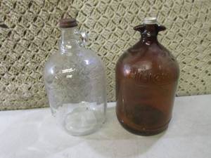 lot 226 image: 2 Vintage 1 Gallon Glass Bottles  R...