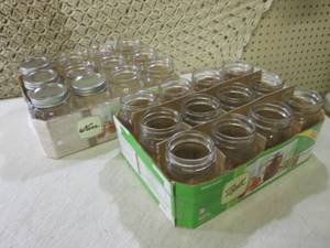 lot 227 image: 24 Glass Canning Jars Pint Size  RM...