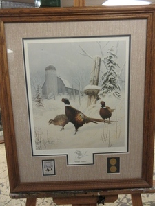 lot 717 image: WINTER WONDER BY LEO STANS, HAND SIGNED COLLECTOR EDITION PRINT W 1990 STAMP AND COIN