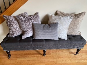 Decorative Uphostered Bench With Throw Pillows