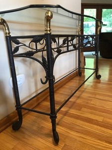 Glass and Iron Sofa Table