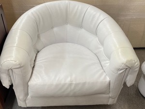 Leather Club Style Chair with Chrome Base  and Ottoman