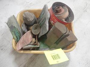 Agate rocks with vintage cast iron equipment