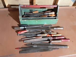 Vintage Hand Made Toll Box Full Of Files & Rasps
