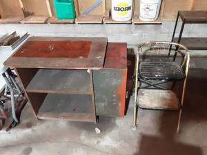 Rolling Work Bench With Side Cabinet & Step Stool