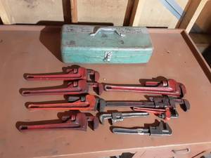 Tool Box With 9-Pipe Wrenches