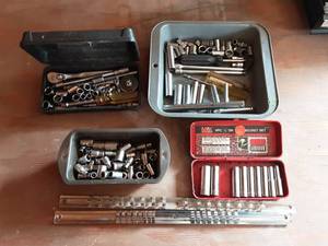Assorted 14 Drive Sockets, Extensions, Ratchets-Craftsman & Others