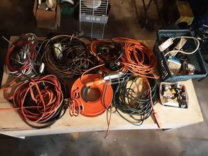 Large Lot Of Extension Cords & Multi-Plugs