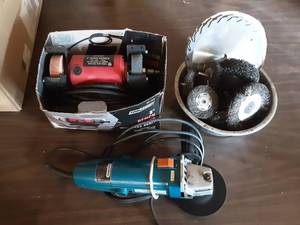 3 Bench Grinder, 4 12 Angle Grinder & Wire Wheels
