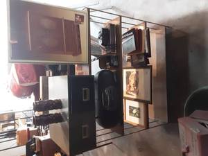 Shelf With Jewelry Box, Frames, Radios & More