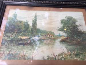 lot 28 image: Vintage Framed Art With Ornate Frame