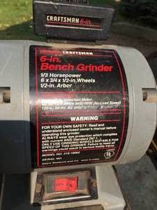 lot 46 image: Craftsman 6 Inch Bench Grinder On  Industrial Stand