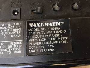 lot 94 image: Portable 5 Inch Maxi-Matic AMFM TV