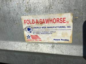 lot 108 image: Fold Down Metal Saw Horses