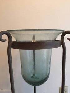 lot 137 image: Metal Stand With Glass VaseCandle Holder