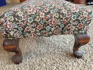 lot 145 image: Upholstered Stool With Wooden Legs