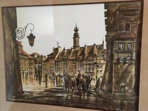 lot 195 image: The Old Town Market Place Framed Art