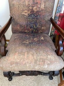 lot 124 image: Ornate Vintage Chair And Matching Pillow