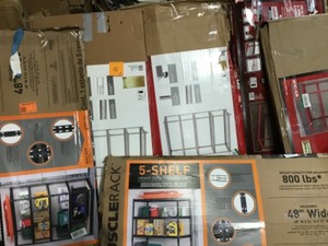 lot 46 image: ASSORTED PALLET WITH MUSCLE RACK HUSKY HEAVY DUTY RACKSSHELVING SEE PICS