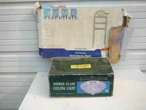 lot 32 image: Ridded Glass Ceiling LightChrome Space Saver Rack