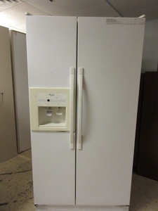 lot 221 image: WHIRLPOOL SIDE BY SIDE REFRIGERATOR WITH WATER AND ICE