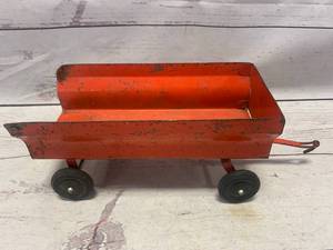 lot 63 image: Antique Orange Farm Cart 10 Long