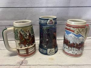 lot 100 image: Lot of 3 Miller & Budweiser Steins