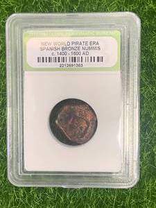 lot 101 image: Pirate Era Bronze Nummis Coin c.1400-1600 A.D.
