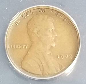 1909-VDB US WHEAT CENT vf30 ANACS
