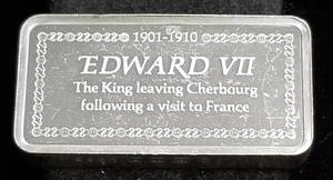2.08 TROY OZ .925 STERLING ART BAR EDWARD VII
