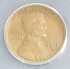1913-S US WHEAT CENT F12 DETAILS ANACS