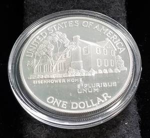 1990 US EISENHOWER CENTENNIAL 90% SILVER DOLLAR IN AIRTITE
