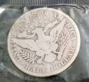 1915-S BARBER SILVER HALF DOLLAR VG
