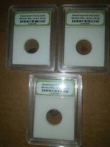 3 Roman Bronze Coins. Widow�s Mite, 50 B.C.-400 A.D.