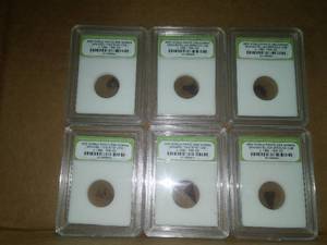 6 Spanish Coins. 3 Two Bits and 3 2Reales.