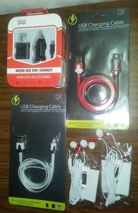 SW Micro USB Charger. 2 cords, 2 earbuds. 13.95 retail.