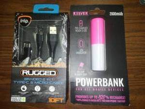 Cell Phone Power Bank and 10 ft.  Cord Set.