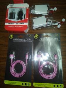 SW Micro USB Charger, 2 Cords, 2 Earbuds, Iphone.