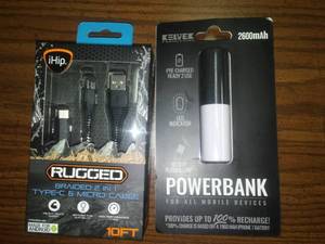 Black Power Bank 2600 and 10 ft.