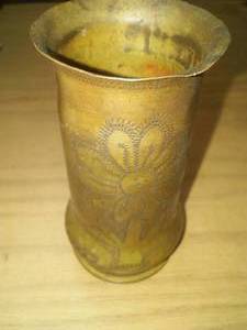 1918 WWI Verdun, pencil Holder made from 1916 artillery Shell