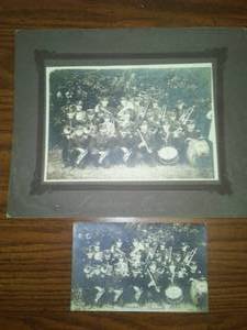 Band Photo and Postcard with members names, 1910 � Excellent.