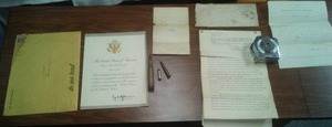 Misc. Military � WWI letter, MN Property deed, 3 shells, LBJ and more.
