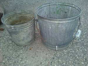 2 Galvanized Buckets, 5 and 2 gal. � Vintage