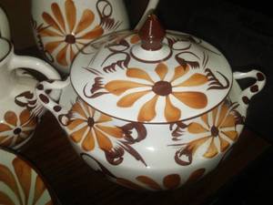 Huge Set of Pottery Dinnerware, plates, platters, bowls, mugs, and more.