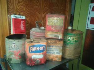 8 Vintage Automotive Oil and Gas Cans.
