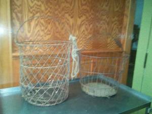 2 Vintage Chicken Egg, Potato Baskets with handles.