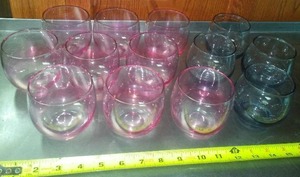 Pink and blue Rocks glasses-vintage, excellent