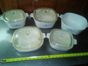 Owens Corning ware (5) casseroles and 4 covers