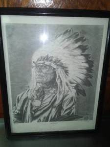 �Wisdom� Pencil Drawing, Indian Chief, Faron J. Flakely