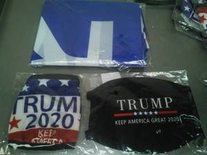Trump Flag and 2 Masks.